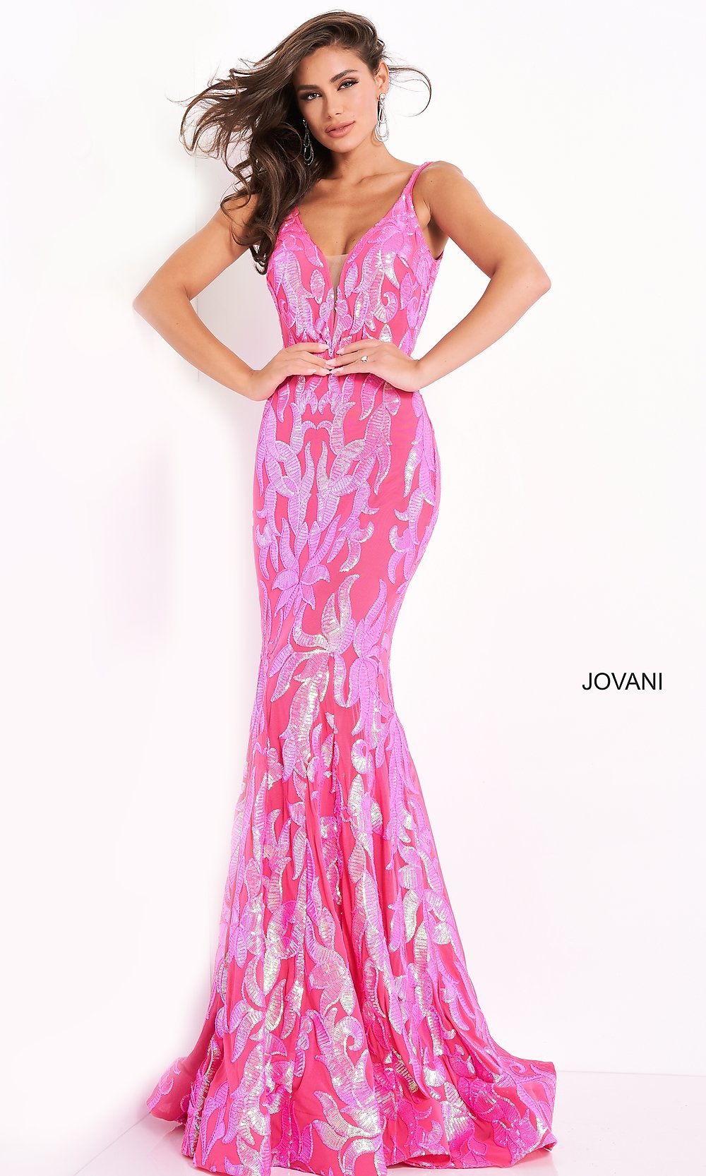 Jovani-Jovani Long Designer Prom Dress with Sequins